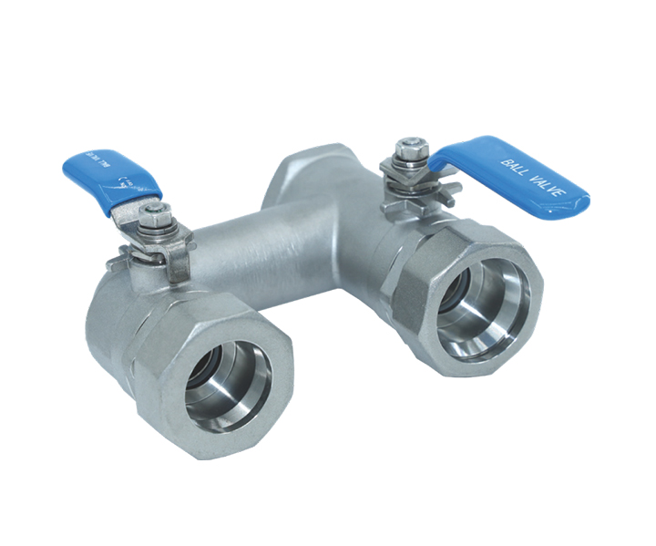 二片式減流量內-外螺紋口雙球閥(左H管)